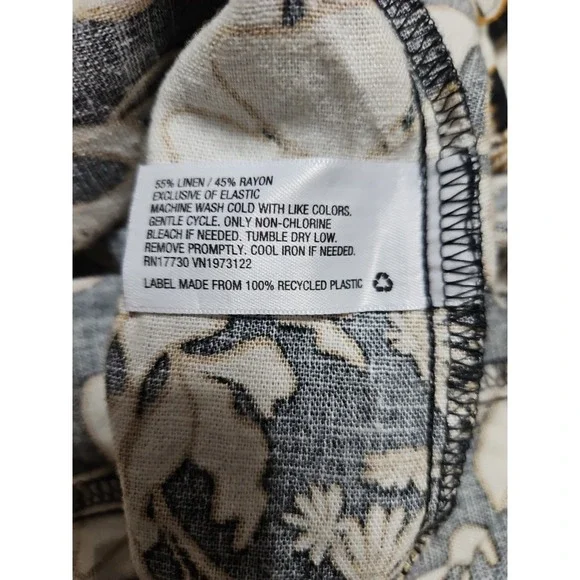 Ava & Viv Ruffle Sleeve Empire Waist Linen Blend Dress In Black Floral 1X - Picture 11 of 11